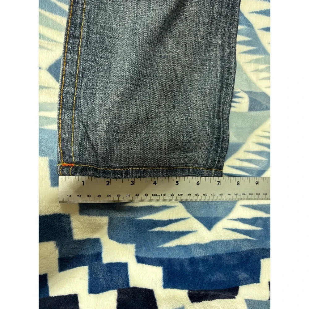 True Religion Geno Distressed  Splatter Jeans Mens 33 Made in USA Blue Denim